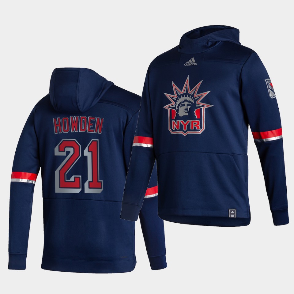Men New York Rangers #21 Howden Blue NHL 2021 Adidas Pullover Hoodie Jersey->new york rangers->NHL Jersey